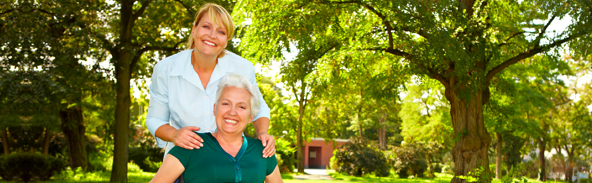 lady and old woman smiling