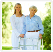 lady and old woman smiling